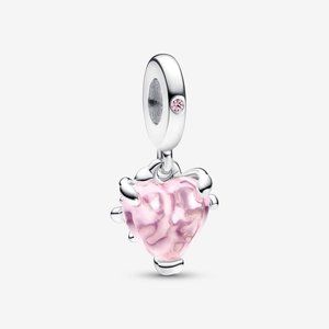 Authentic Pandora Pink Family Tree & Heart Dangle Charm
